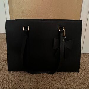 Black Leather Tote Laptop Bag